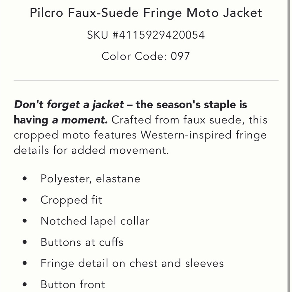 Pilcro Faux Suede Fringe Moto Jacket Wedgewood Blue Sz M - very Lt Blue NWT - Picture 8 of 15